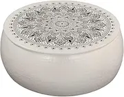 Coffee Table Hammered Aluminium Finish Round Top Living Room Tables for Farmhouse Office Modern Decor, 70 x 30 cm Size White