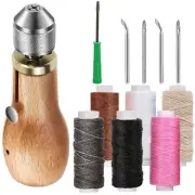12 Pieces Portable Sewing Awl Kit,Stitching Awl Hand Stitcher Repair Tool Kit...