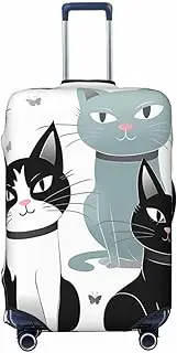 [STVYUKL] Black And White Cats Luggage Cover Personalized Elastic Washable Suitcase Cover Luggage Protector Auti-Scratch Suitcase Case Protector Fits 18-32 Inch Luggage, Black, Medium