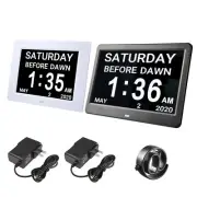 LCD Day Clock Digital Calendar Alarm Large Dementia Table Home Office 2 Pack
