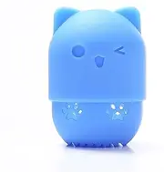 Portable Powder Puff Box Cute Shape Cosmetic Puff Cleaning Storage Case for Makeup Sponge Soft Silicone Storage Holder /492(Blue)