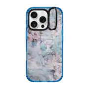 iPhone 16 Pro Impact Ring Stand Case MagSafe Compatible Shabby vintage pastel pink teal floral butterfly