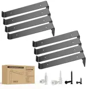8 Pack 12 Inch Floating Shelf Brackets w/ Lips Wall Mount Shelf Bracket Support