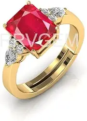 [RRVGEM] Natural Ruby RING 2.00 Ratti Handcrafted Finger Ring With Beautifull Stone Men & Women Jewellery Collectible LAB - CERTIFIED, GOLD PLATED, Ruby