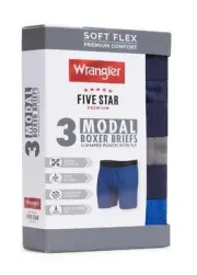 NEW 3 PAIRS MENS WRANGLER FIVE STAR MODAL BOXER BRIEFS SIZE 3XL 48-50