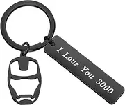 [MAOFAED] I Love You 3000 Black Keychain Iron Man Gift Comic Movie Inspired Gift Avengers Endgame Avengers Fan Gift Tony Stark Gift Couple Keychain Father