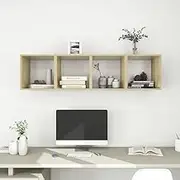 Wall Cabinets 4 pcs White and Sonoma Oak 37x37x37 cm Engineered Wood,Wall Cabinet with Engineered Wood Construction for Home Decor Storage Wall Shelves, Home Decor