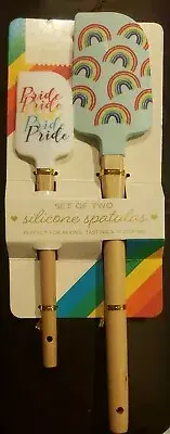 Pride and Rainbows 2 piece Spatula Set Silicone Spatulas with Wooden Handles