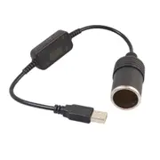 2Pcs Car Converter Adapter Wired Controller Usb To Cigarette Lighter Socket 5V To 12V Boost Power Adapter Cable(Black)
