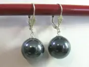 8mm 10mm 12mm Peacock Rainbow Black Shell Pearl Dangle EARRINGS LEVERBACK Silver