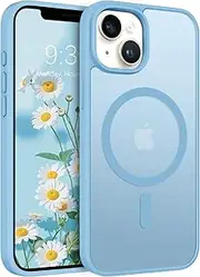 ROUMAYMAY Magnetic Case for iPhone 13/14 Case, [Compatible with MagSafe] Military Grade Protective Slim Translucent Matte Skin Smooth Phone Case iPhone 13/14 Cover, Light Blue