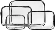 4 Pack TSA Approved Clear Toiletry Bag, Quart Sizes Waterproof Transparent Tolietry Bag with Zippers, Clear Cosmetic Makeup Bag for Travel, Beach Vacation and Bathroom