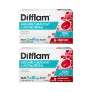 2x Difflam Sore Throat Lozenges Raspberry Flavour 16 Lozenges