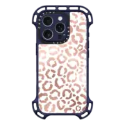 iPhone 16 Pro Ultra Bounce Case MagSafe Compatible Chic Modern Pink Rose Gold White Leopard Cheetah Animal Print