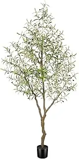 LYERSE Olive Trees Artificial Indoor - Faux Olive Tree 7ft with Olive Branches and Fruits - Artificial Olive Tree for Modern House Decor