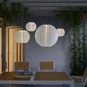10pcs 12inch Solar Powered Lanterns Waterproof Outdoor White Nylon Cloth Paper Lantern Lamps Garden Hanging Paper Lanterns for Outdoor Garden Wedding Hallowee