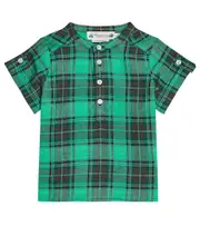 [Bonpoint] Bonpoint Baby Emilio checked linen shirt M 6 green