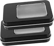 WATIIFUFU 2pcs Clear Window Tin Storage Box Tinplate Case for Organizing Items Empty Tin Box with Lid for Candy and Home