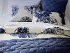 Crate and Barrel Queen Duvet + 2 Std Shams Haana Linen Tan Blue New Portugal