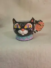 Blue Sky Clayworks Heather Goldminc DOD Black Cat Halloween 16oz Coffee Mug NWT