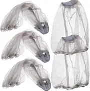 Mosquito Fly Head Net 5pcs Camping Mesh Net Hat Outdoor Accessory for Hunters Gardeners Travelers Grey