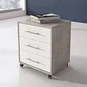 Dmora ArcosdelaF Modern 3 Drawer Cabinet with Wheels, Aramdietto Office Document Holder, Desk Bedside Table 43 x 40 x 57 cm, Concrete and White