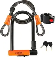 Heavy Duty Bike U Lock German Brand Anti-Theft 4ft/1.2m Cable, Bicycle Sturdy Mounting Bracket with Protective Silicone and Waterproof Sliding Cover for Mountain Bikes, Ebikes, Scooters (Long Lock)