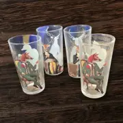 Fun Glassware Lords Winston & Edward Drinking Glasses, Set of 4 Foxes And Deer