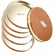 Set of 6 Hammered Steel Copper Dinner Thali Plate Serveware & Dinnerware 12"
