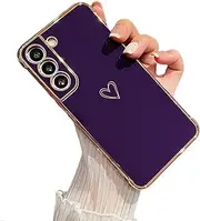 [ZTOFERA] Case for Samsung Galaxy S21 5G,Cute Plating Edge Love Hearts Pattern with Camera Lens Protection Phone Case for Galaxy S21 6.2",Dark Violet