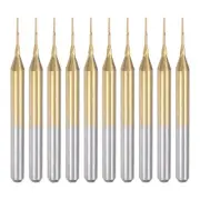 10pcs 0.5mm Titanium Coat Carbide End Mill Engraving CNC Router Bits 1/8" Shank