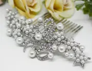 Silver tone hair comb bridal wedding crystal rhinestone hair accessories ha1929