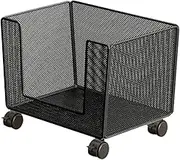 rockible Mesh Rolling File Cart Rolling Organizer with Wheels Office Supplies Movable Mesh Storage Cart for Office Folders, Black