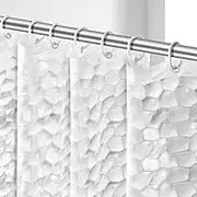 OTraki Long Shower Curtain Liner EVA Bath Curtains with 12 Hooks Mildew Resistant Antibacterial Odorless Waterproof 3D Semi Transparent Bathroom Liner 72 x 78 Inch