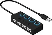 SABRENT 4-Port USB 2.0 Data Hub with Individual LED lit Power Switches [Charging NOT Supported] for Mac & PC (HB-UMLS)