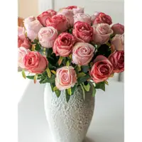 在飛比找ETMall東森購物網優惠-古風新款辦公室桌面裝飾花束絹花仿真花客廳插花法式假花玫瑰擺設