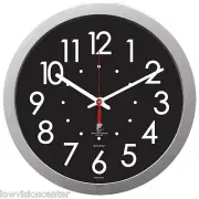 Chicago Lighthouse 14.5" Low Vision Quartz Wall Clock - Black Face White Numbers
