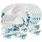 27 Pcs Larah By Borosil Mimosa Opalware Dinner Service Set White Floral Tablewa
