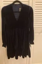 Taylor Velvet Dress Navy Blue Tiered V Neck NWT Whimsy Almost Goth Size 10