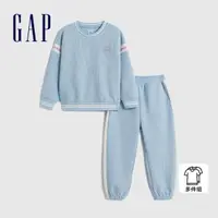 在飛比找momo購物網優惠-【GAP】女幼童裝 Logo印花圓領長袖長褲家居套裝-藍色(