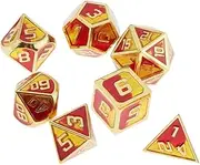 Generic 7Pcs Metal Dice Set Game Polyhedral Dice Set Enamel Dice for Role Playing, Orange, 14mm