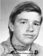 Portrait (postcard) of American Poet Nicholas Campbell, 1966. Flat signed.