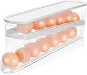 BIUDECO Automatic Egg Roller Refrigerator Egg Holder Fridge under Shelf Counter Kitchen Slim Storage