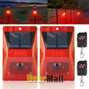 2PCS Solar Strobe Warning Light 129DB Alarm Outdoor 4 Modes Solar Motion Sensor