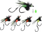 Fly Assortment Trout Bass, Fly Fishing Kit, 5 Piece Assorted Fly Fishing Dry Flies - Vibrant Color Handmade Fly Fishing Kit Lures for Saltwater and Freshwater