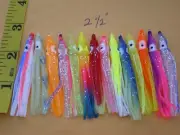 56 PCS. 2-1/2" (6cm.) SQUID SKIRT HOOCHIES/OCTOPUS LURE BAITS, MULTICOLOR PACK