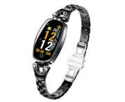 Women Fashion Bluetooth Smart Bracelet Fitness Tracker Waterproof Heart Rate Blood Pressure Smart Watch for Android iOS (BRIGHT BLACK)