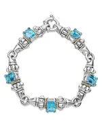Lagos 18K Yellow Gold & Sterling Silver Glacier Blue Topaz Link Bracelet