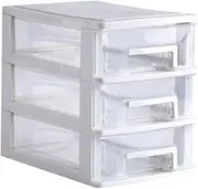 NIYANGLE Layers Transparent Drawer Type Storage Organizer for Cosmetics Sundries Holder Mini Storage Box White for Dressing Table and Vanity Use