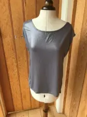warehouse silver grey vest tunic top shiny bnwt foil drape fishtail 12 vintage
